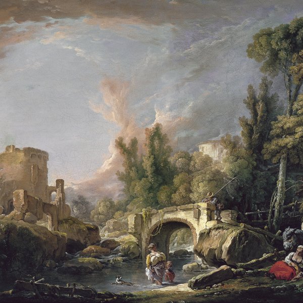 River Landscape with Ruin and Bridge