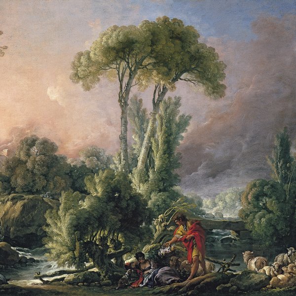 River Landscape with an Antique Temple