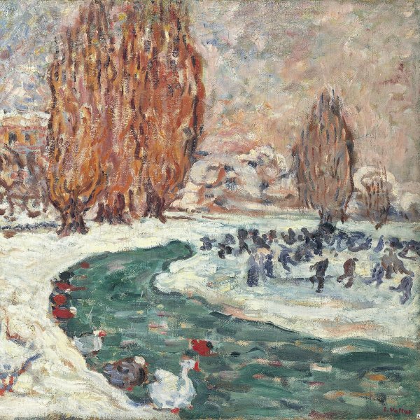 Patinadores en invierno (El jardín del Pequeño Trianón en Versalles) (?)