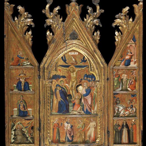 Portable Triptych with a central Crucifixion