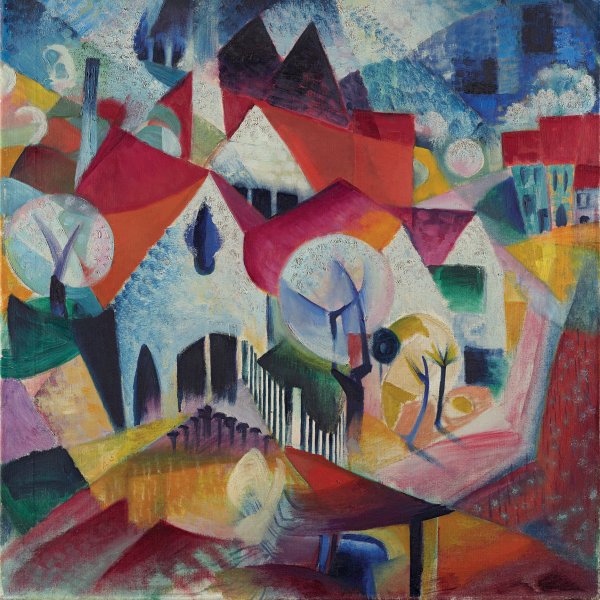 Group of Houses in Spring