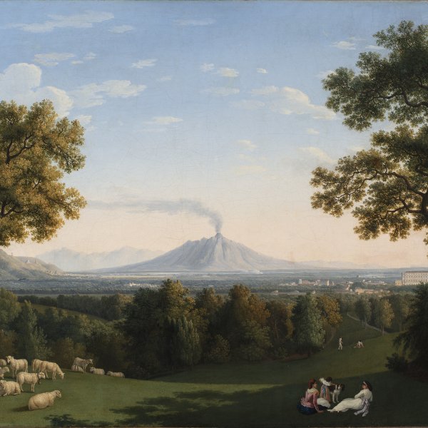 Paisaje con el Palacio de Caserta y el Vesubio