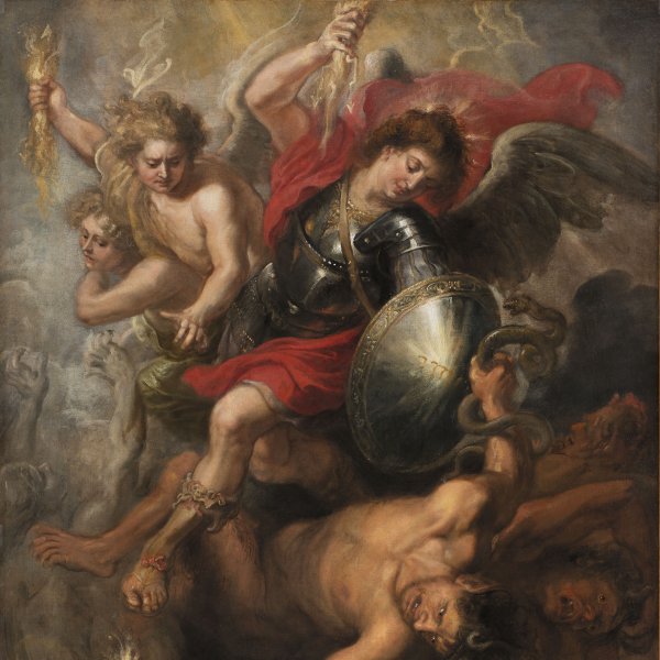 San Miguel expulsando a Lucifer y a los ángeles rebeldes