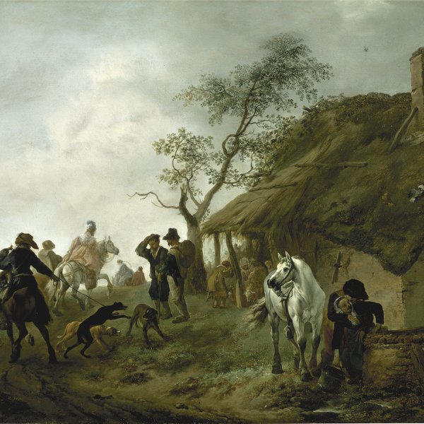 Falconers Passing a Farmhouse