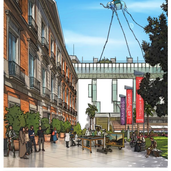 Ilustración realizada por Polinho para los Amigos de LabThyssen regalada en la Copa de Navidad 2023 Ilustración realizada por Polinho para los Amigos de LabThyssen regalada en la Copa de Navidad 2023