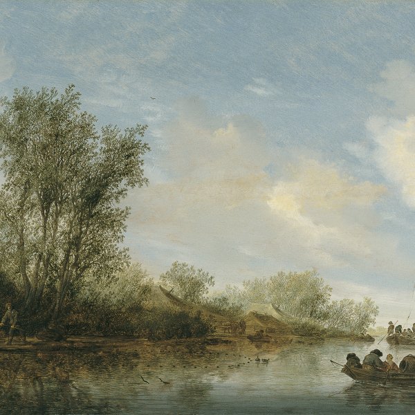 A River with Fishermen