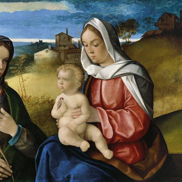 La Virgen y el Niño, con santa Inés en un paisaje