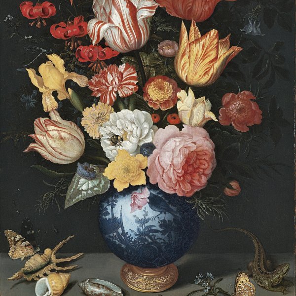 Chinese Vase with Flowers, Shells and Insects