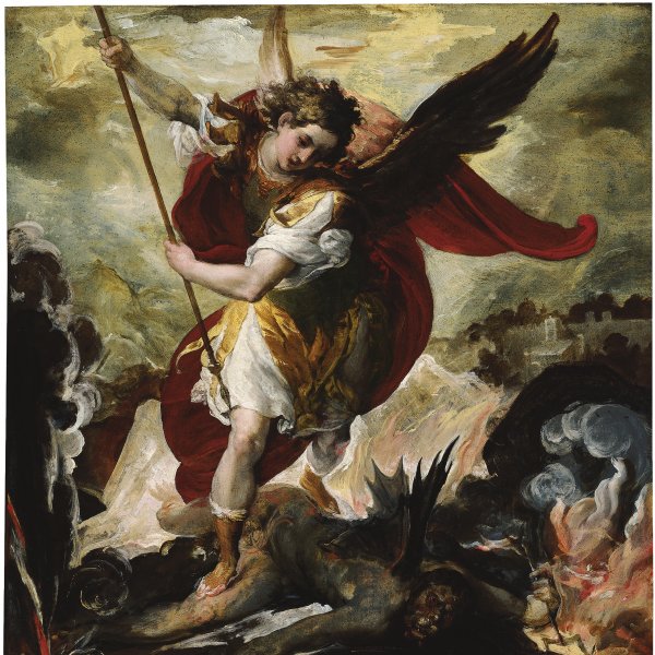 San Miguel arcángel venciendo a Lucifer