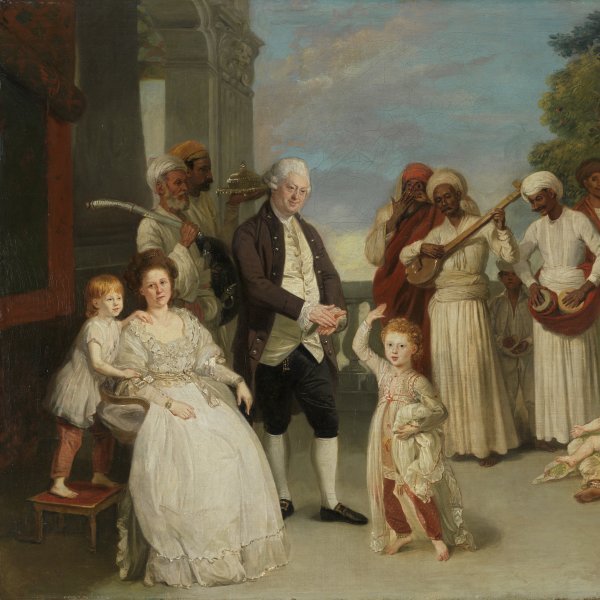 Retrato de grupo con sir Elijah y lady Impey