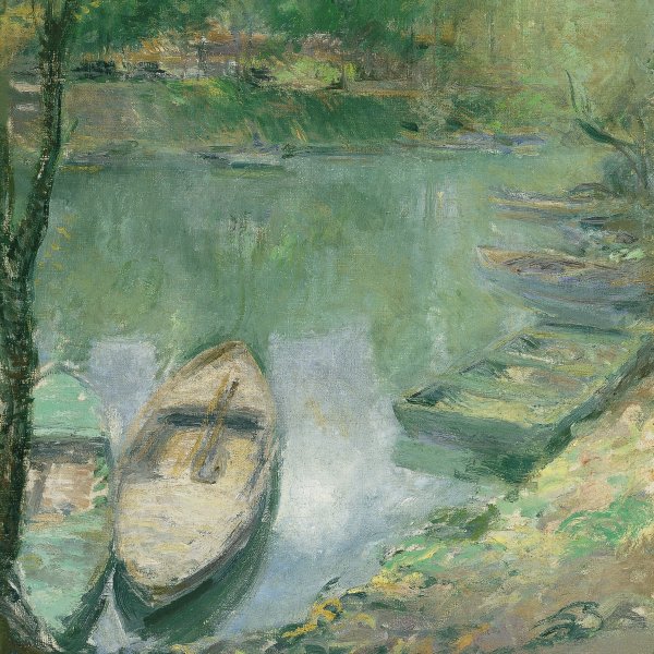 Boats moored on a Pond