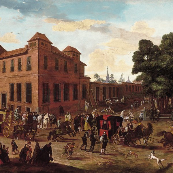 View of the Carrera de San Jerónimo and Paseo del Prado with a Procession of Carriages