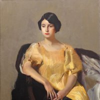 "Elena con túnica amarilla". Joaquín Sorolla y Bastida. Exposición "Sorolla y la moda", Museo Nacional Thyssen-Bornemisza