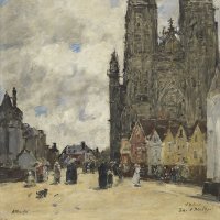 The Square of the Church of Saint Vulfran in Abbeville - Boudin