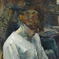 La pelirroja con blusa blanca. Henri de Toulouse-lautrec