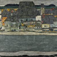 Casas junto al río. La ciudad vieja. Egon Schiele