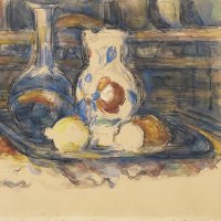 Botella, garrafa, jarro y limones. Paul Cézanne