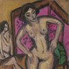 Kneeling Nude in front of Red Screen (verso: Seated Nude with Bent Leg). Ernst Ludwig Kirchner