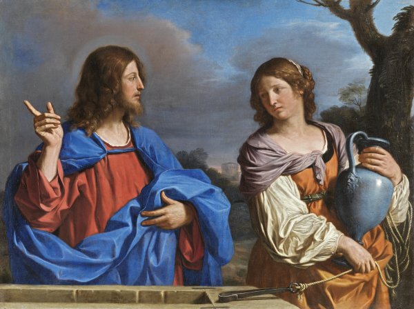 Jesús y la samaritana en el pozo. Guercino 
