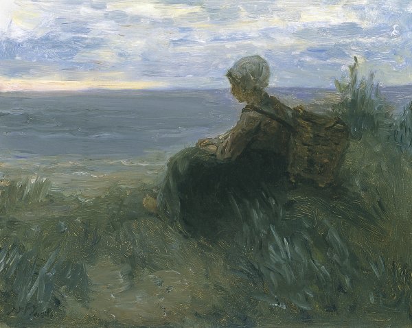 ISRAËLS JOZEF. Mujer de un pescador oteando el horizonte sobre una duna