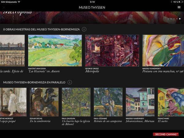Captura de pantalla App Second Canvas Thyssen