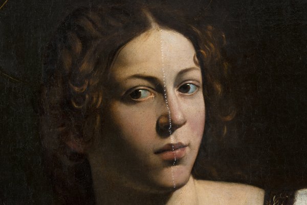 Detalle del proceso de restauración de la obra de "Santa Catalina de Alejandría" de Caravaggio