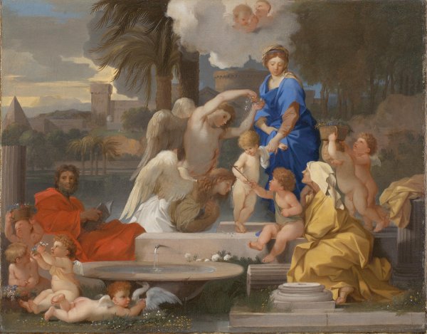 La Sagrada Familia con santa Isabel y san Juanito. Sébastien Bourdon