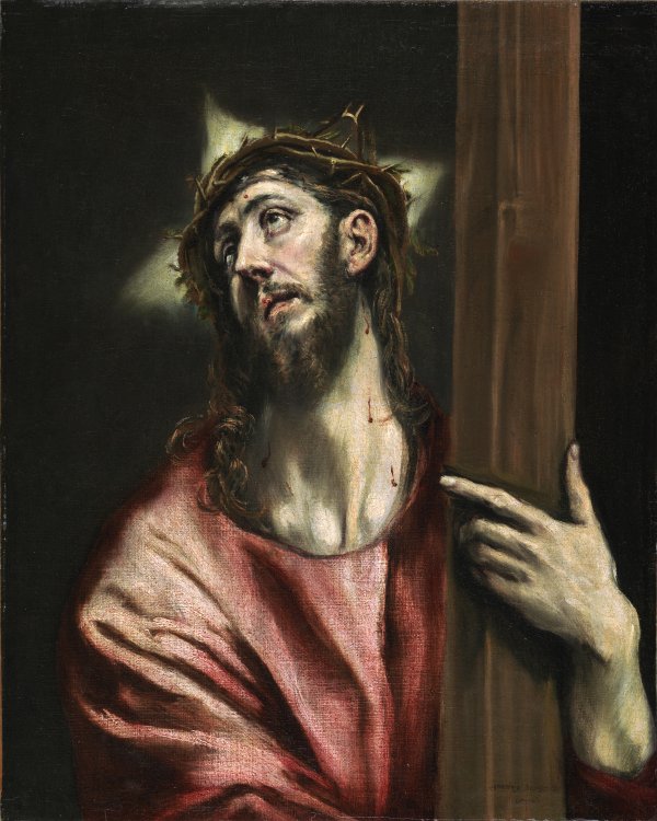 Christ with the Cross. Cristo abrazando la cruz, c. 1587-1596