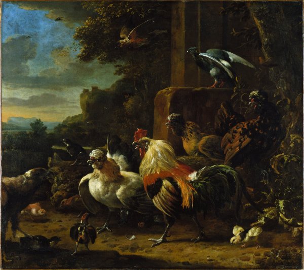 Landscape with Poultry and Birds of Prey. Paisaje con aves de corral