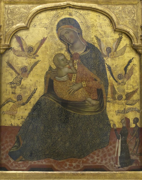 The Virgin of Humility with Angels and a Donor. La Virgen de la Humildad con ángeles y un donante, c. 1360