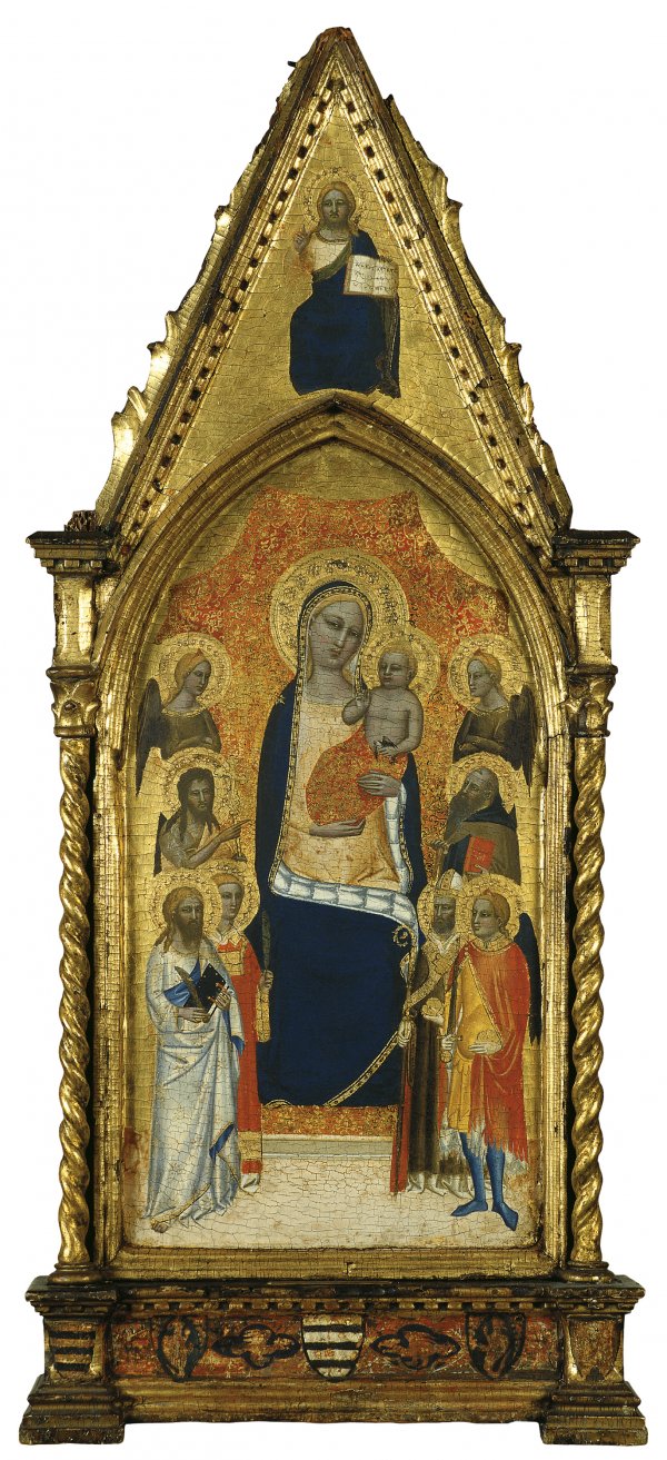 The Virgin and Child between Angels and six Saints. La Virgen con el Niño entre ángeles y seis santos, c. 1362-1367