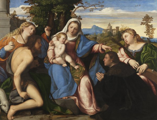 The Virgin and Child with Saints and a Donor. La Virgen y el Niño con santos y un donante, c.1518-1520