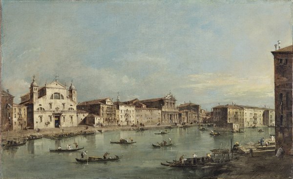 The Grand Canal with Santa Lucia and Santa Maria di Nazareth. El Gran Canal con Santa Lucia y Santa María di Nazareth, c. 1780