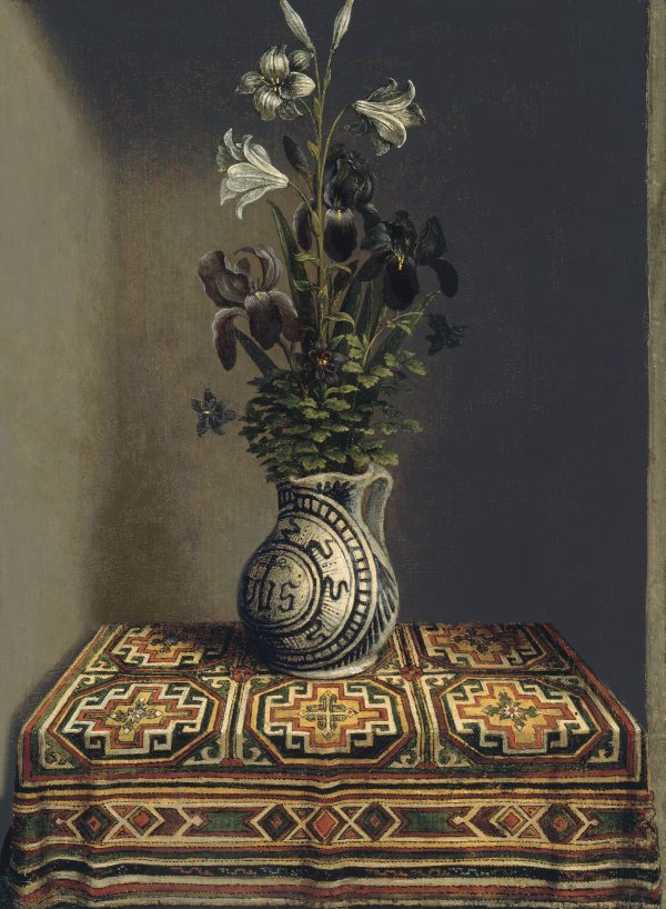 Flowers in an Jug (Reverse). Florero (reverso), c. 1485