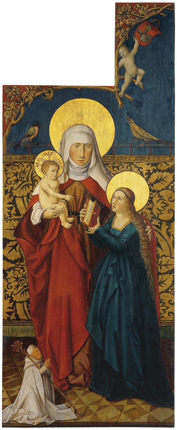 Santa Ana con la Virgen, el Niño  y un donante (Ala exterior izquierda). Anónimo ALEMÁN activo en Suabia h.1515
