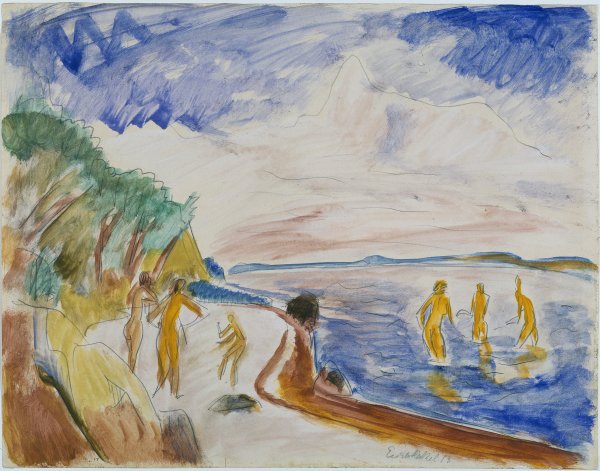 Bañistas en la playa. Erich Heckel