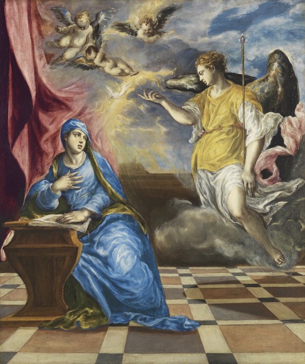 The Annunciation - Greco (Doménikos Theotokópoulos). Museo