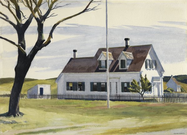 Árbol seco y vista lateral de la Casa Lombard. Edward Hopper
