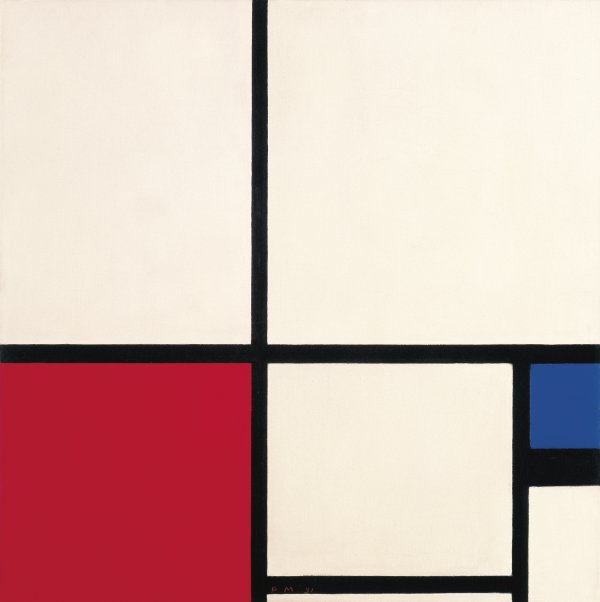 libro de texto Pintura Inclinarse Composición de colores / Composición nº I con rojo y azul - Mondrian, Piet.  Museo Nacional Thyssen-Bornemisza