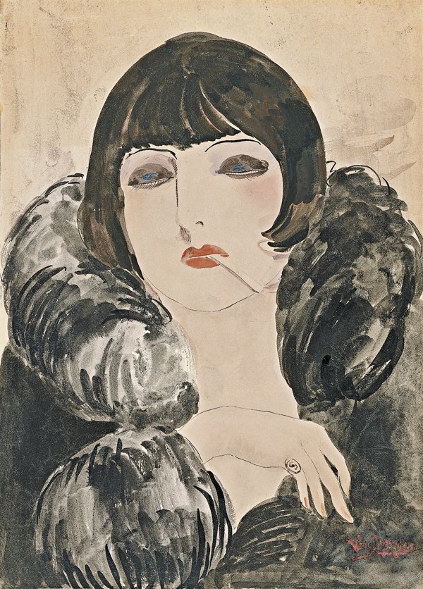 Retrato de una mujer con un cigarrillo (Kiki de Montparnasse). Kees van (Cornelis Theodorus Maria van Dongen) Dongen