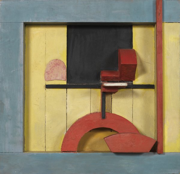 Merz 1925, 1. Relief in Blue Square - Schwitters, Kurt. Museo