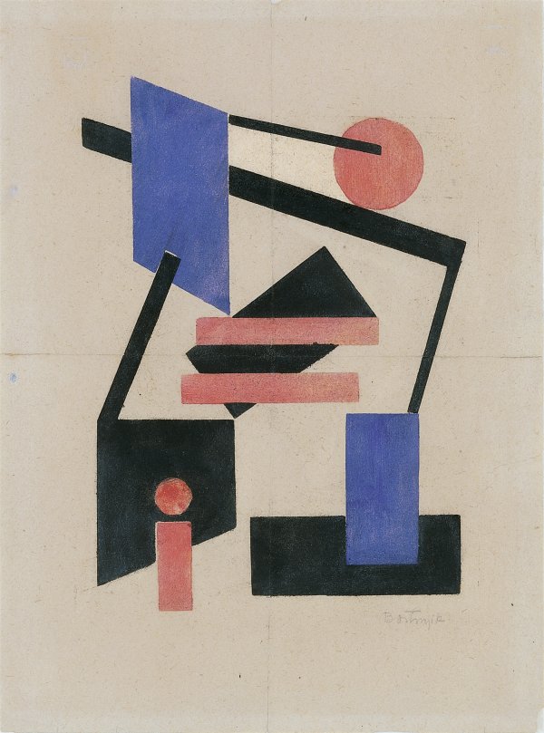 Composition II, Pink and Blue. Composición II, Rosa y Azul, c. 1921