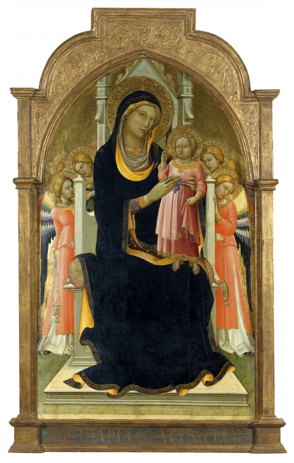 The Virgin and Child enthroned with six Angels.Lorenzo Monaco (Piero di Giovanni)