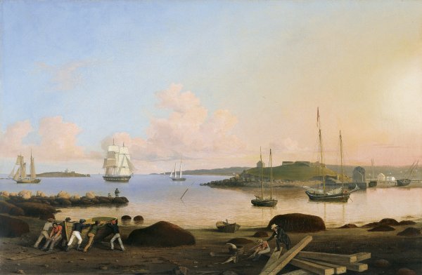 El fuerte y la isla Ten Pound, Gloucester, Massachusetts. Fitz Henry Lane