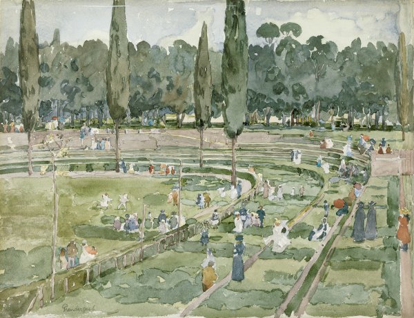 El hipódromo (Piazza Siena, Jardines Borghese, Roma). Maurice Brazil Prendergast