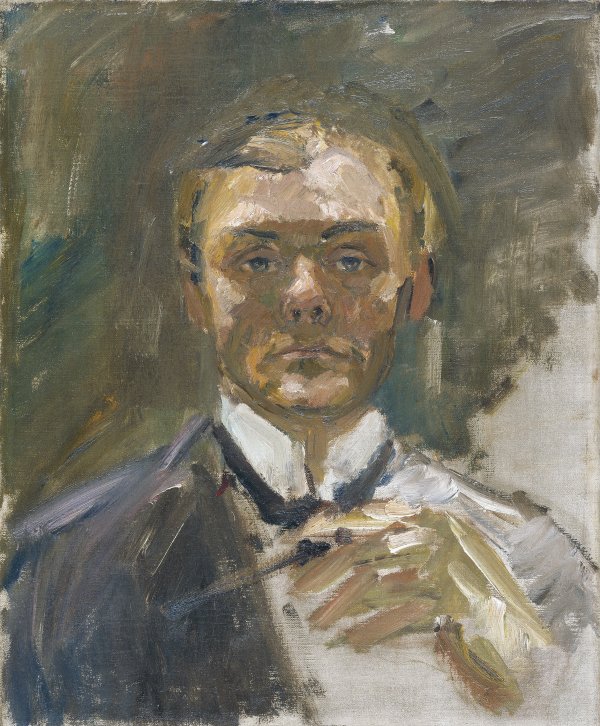 Self-Portrait with Raised Hand. Autorretrato con la mano levantada, 1908