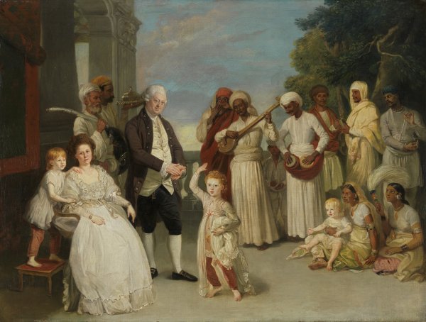 Retrato de grupo con sir Elijah y lady Impey. Johann Zoffany