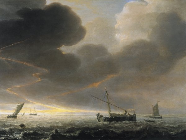 Thunderstorm off the Coast. Tormenta en la costa, c. 1645-1650