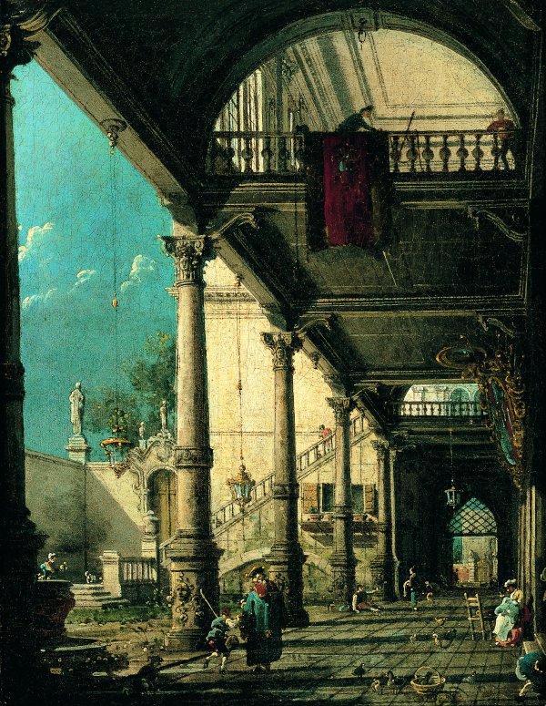Capriccio with Colonnade in the Interior of a Palace. Capricho con columnata en el interior de un palacio, c. 1765