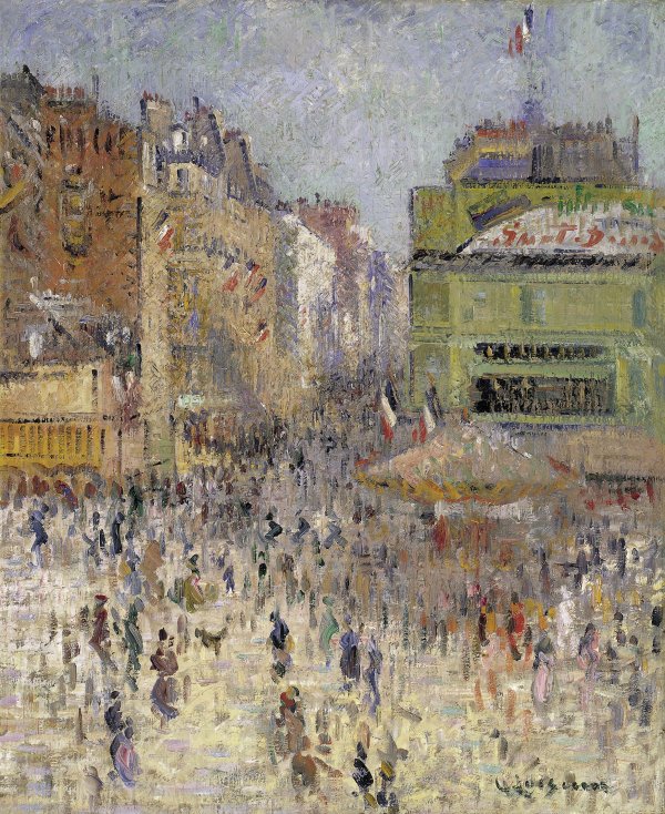 La calle Clignancourt, París, el catorce de julio. Gustave Loiseau